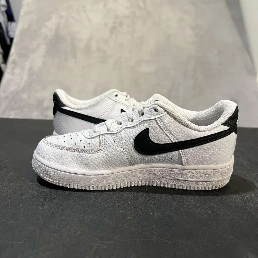 Nike Air Force 1 LE Shoes Youth Kids White Black Low Leather Sneakers CZ1685-100